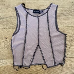 Pretty Little Thing Rib Contrast Everlock Crop Top in Beige & Black